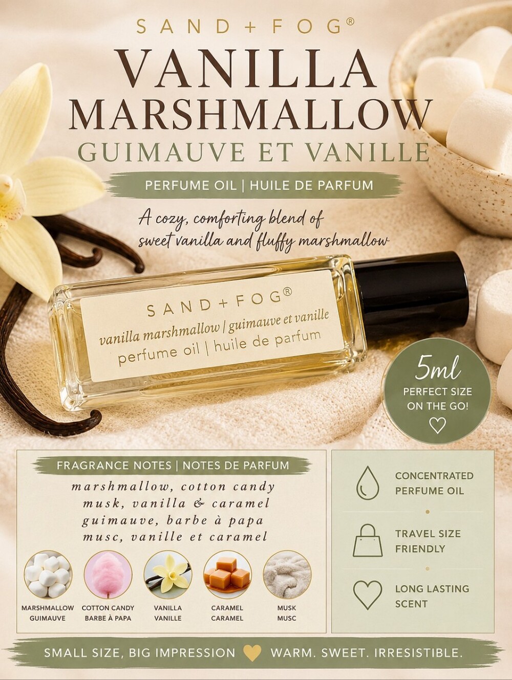 Sand + Fog Vanilla Marshmallow Perfume Oil Rollerball 5ml